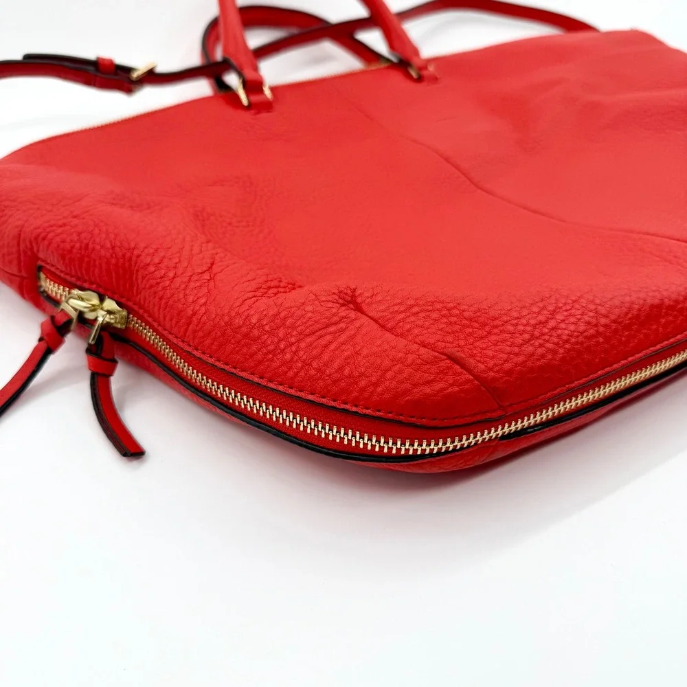 Tory Burch Ivy Slouchy Satchel Samba Red Pebbled Leather Handbag 32163‎ NEW